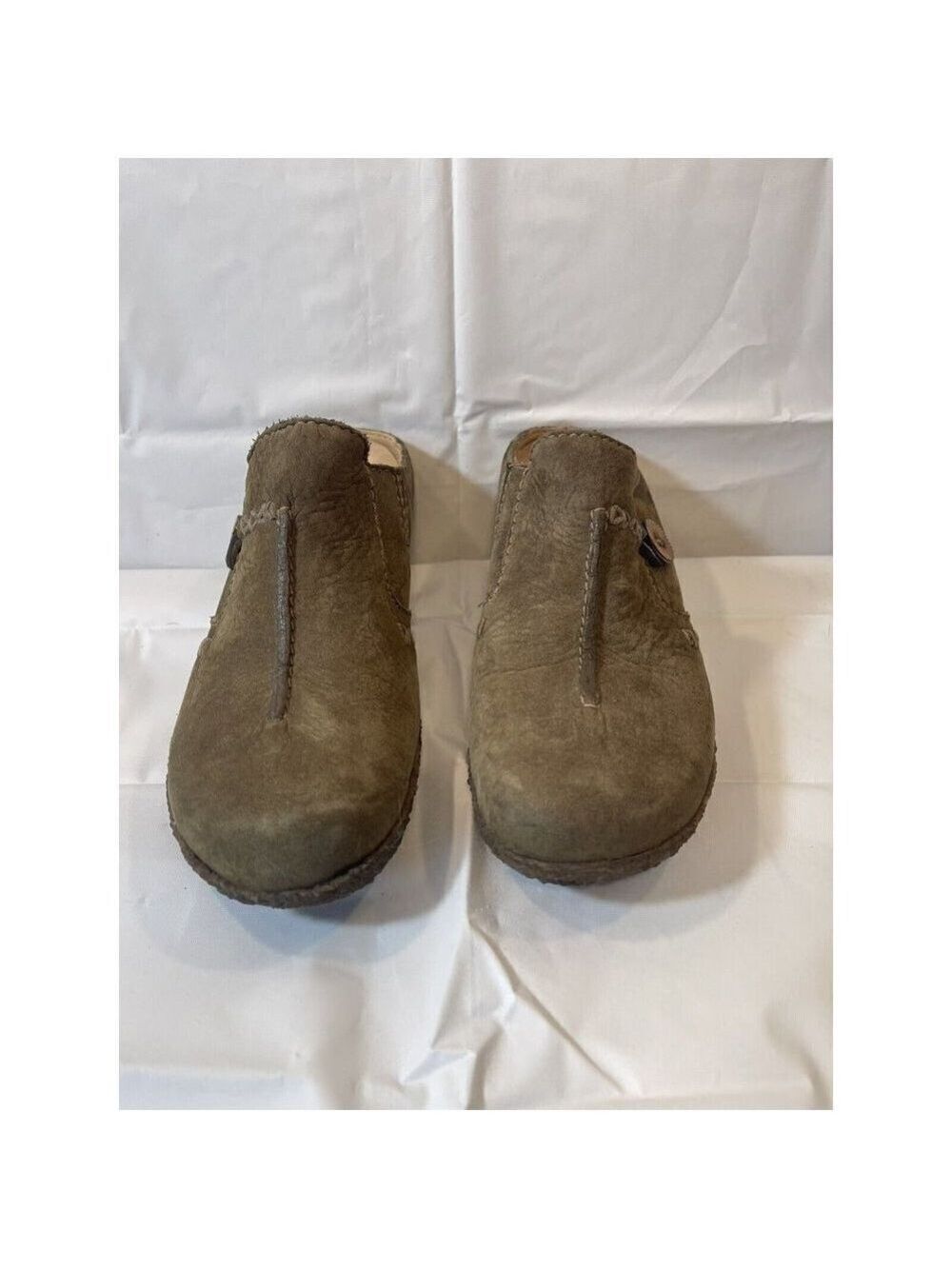 Timberland Mule Shoes Women's  Size 7 Green Brown Nubuck Comfort Gum Crepe Wedge